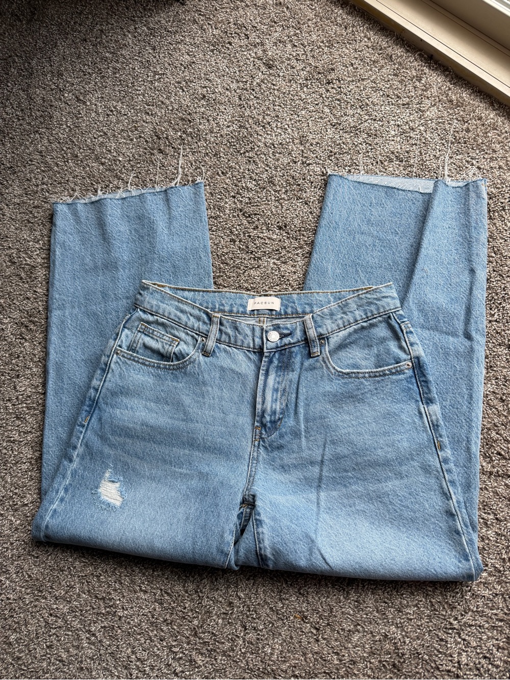 Light Blue Distressed Wide-Leg Women’s Jeans